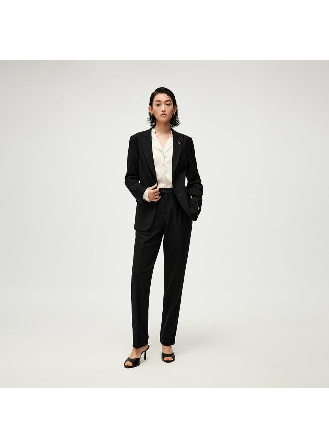 HLA 25 بدلة نسائية مكتبية مزينة بدبابيس الربيع مع طية صدر مثلثة - Image 3