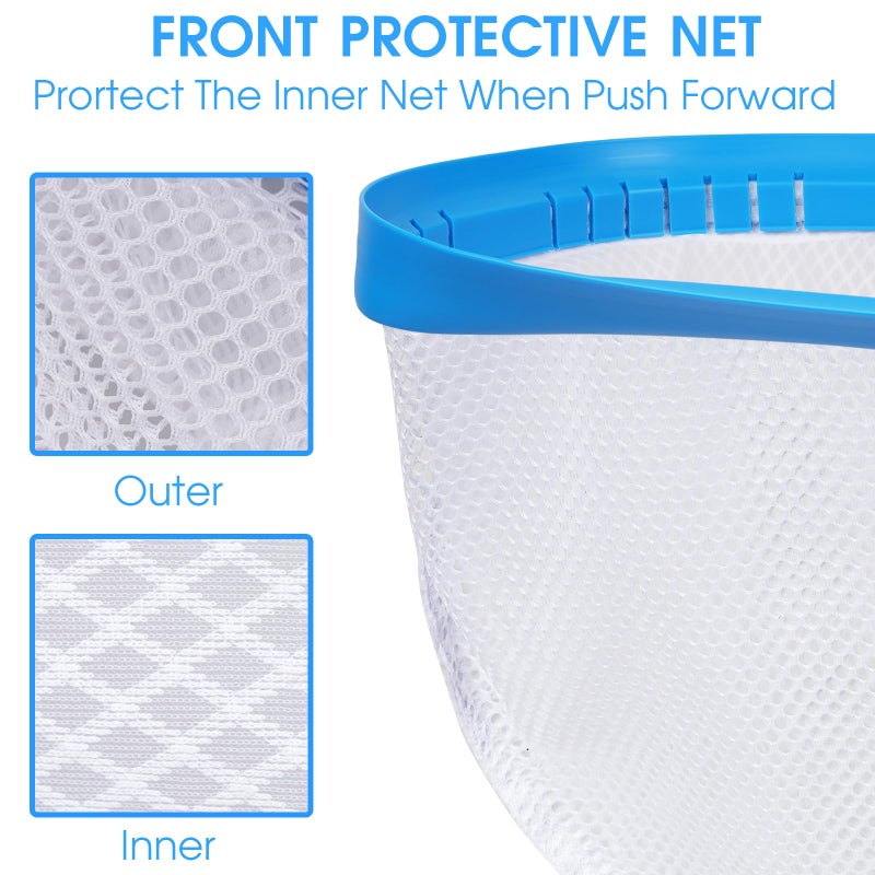 TidyMister New Diamond Netting Double-Layer Pool Net 18'' Heavy Duty Leaf Rake Pool Skimmer Net for Above Ground & Inground Pools Cleaning - Image 3