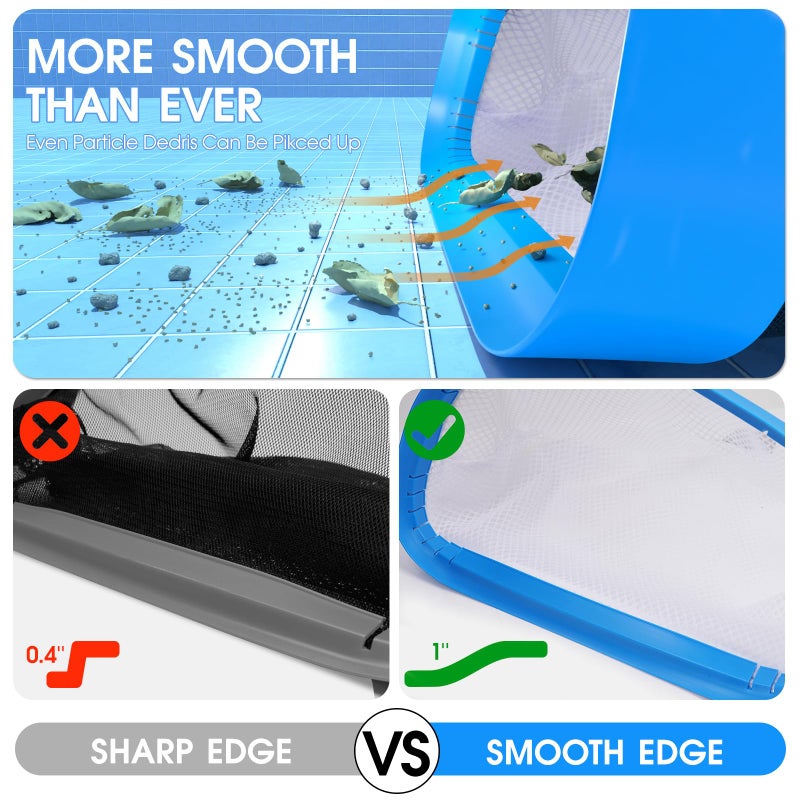 TidyMister New Diamond Netting Double-Layer Pool Net 18'' Heavy Duty Leaf Rake Pool Skimmer Net for Above Ground & Inground Pools Cleaning - Image 4
