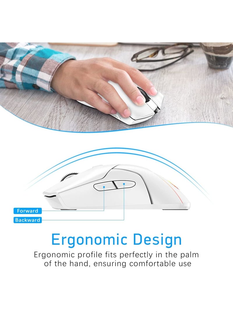 SYOSI Wireless Gaming Mouse, Ergonomic Bluetooth Mouse with Tri-Mode  RGB Backlit, 4 Gears DPI Adjustable, 1000HZ Rate of Return, Macro Editing Programmable Mouse Game Mice for Pc Computer Laptop - Image 5