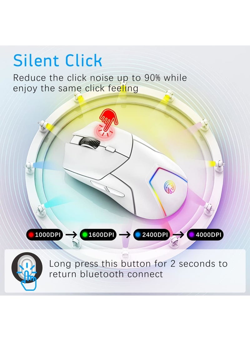 SYOSI Wireless Gaming Mouse, Ergonomic Bluetooth Mouse with Tri-Mode  RGB Backlit, 4 Gears DPI Adjustable, 1000HZ Rate of Return, Macro Editing Programmable Mouse Game Mice for Pc Computer Laptop - Image 3