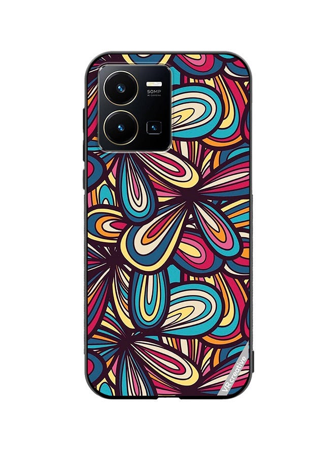 Protective Case Cover For Vivo Y35 Flower Abstract Design Multicolour