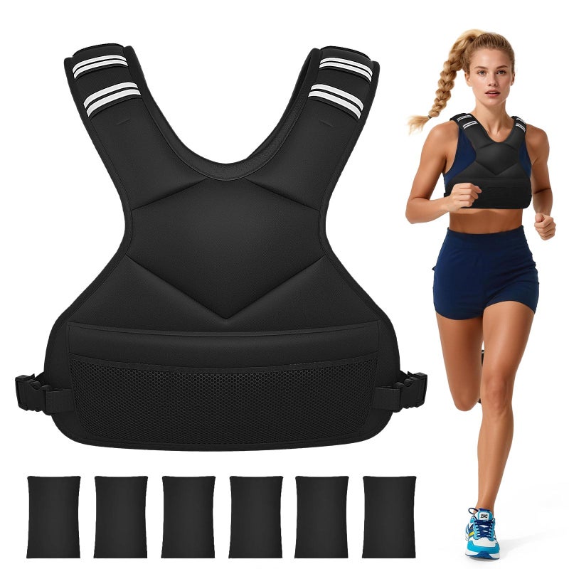 Ragebby Adjustable Weighted Vest for Women Men, 4-10lb Vest with 6 Ironsand Weights, Weight Vest with Reflective Strip for Running, Walking, Exercise, Strength Training - Image 1