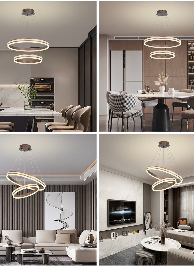 YATAI LIGHTING - Modern Led Chandelier,Remote Control 2 Rings Contemporary Led Chandelier Circular Pendant Light, Black Dimmable Hanging Ceiling Light Fixture for Living Dining Room,110W - Image 1