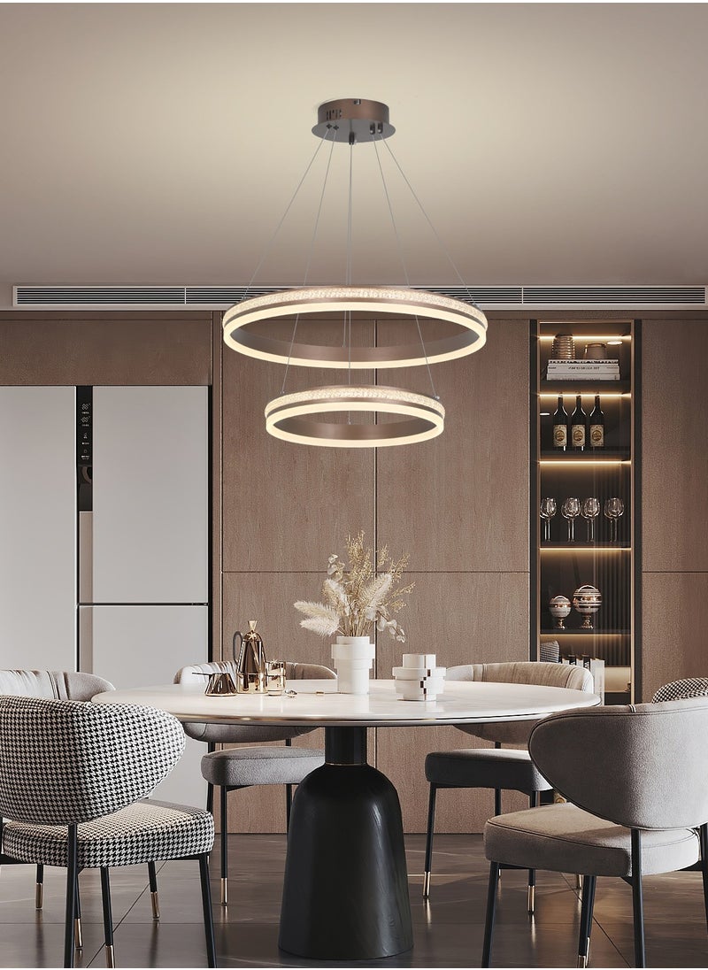 YATAI LIGHTING - Modern Led Chandelier,Remote Control 2 Rings Contemporary Led Chandelier Circular Pendant Light, Black Dimmable Hanging Ceiling Light Fixture for Living Dining Room,110W - Image 1