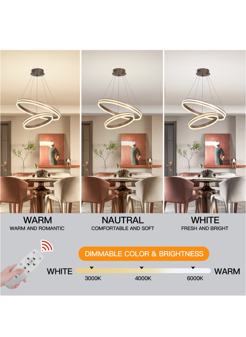 YATAI LIGHTING - Modern Led Chandelier,Remote Control 2 Rings Contemporary Led Chandelier Circular Pendant Light, Black Dimmable Hanging Ceiling Light Fixture for Living Dining Room,110W - Image 1