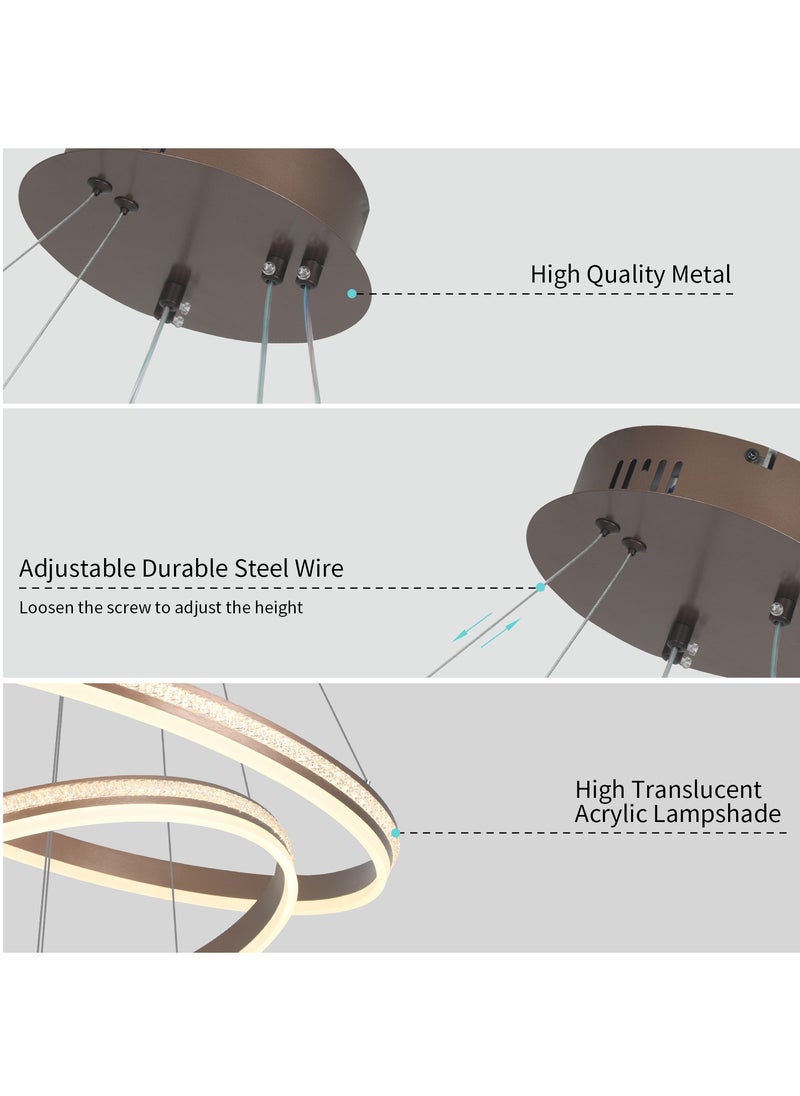YATAI LIGHTING - Modern Led Chandelier,Remote Control 2 Rings Contemporary Led Chandelier Circular Pendant Light, Black Dimmable Hanging Ceiling Light Fixture for Living Dining Room,110W - Image 1