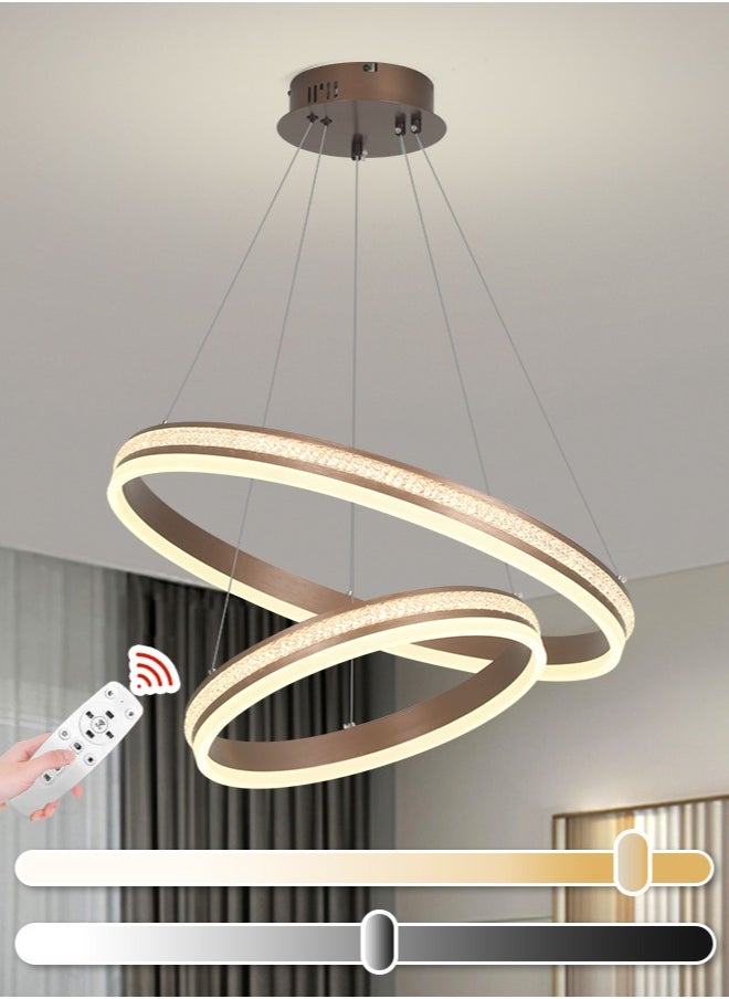 YATAI LIGHTING - Modern Led Chandelier,Remote Control 2 Rings Contemporary Led Chandelier Circular Pendant Light, Black Dimmable Hanging Ceiling Light Fixture for Living Dining Room,110W - Image 1