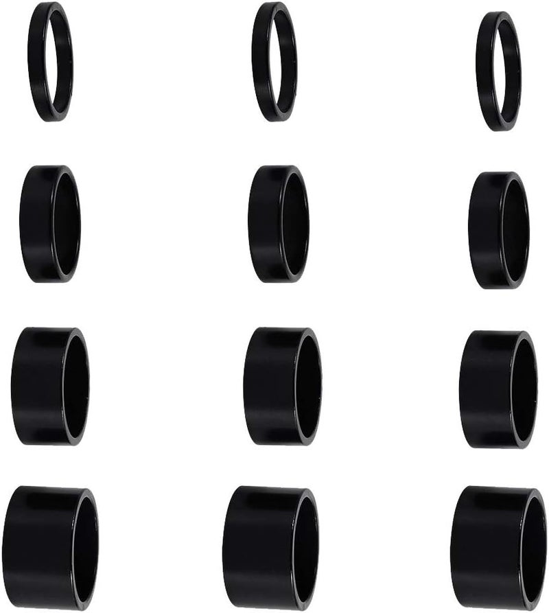 Gooday 12 PCS Bicycle Headset Spacer Bike Handlebar Stem Spacers Threadless Aluminum Alloy Headset Stem Spacer Set Fit 1 1/8-Inch Stem For MTB BMX Mountain Road Bikes Cycling 2MM 3MM 5MM 10MM(Black) - Image 1