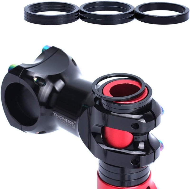 Gooday 12 PCS Bicycle Headset Spacer Bike Handlebar Stem Spacers Threadless Aluminum Alloy Headset Stem Spacer Set Fit 1 1/8-Inch Stem For MTB BMX Mountain Road Bikes Cycling 2MM 3MM 5MM 10MM(Black) - Image 4