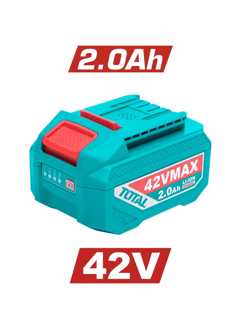 TOTAL 42V Lithium-Ion Battery & Charger Starter Kit - Dual 2.0Ah High-Voltage Battery Packs with LED Power Indicators & 2A Fast Charger - P42M Series Universal Compatibility - TFBCPM20221 - Image 4