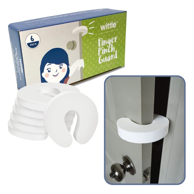 Wittle Door Pinch Guard 6pk Baby Proof Door Stopper with Soft Durable Foam Keeps Doors from Slamming Prevents Finger Pinch Injuries and Child or Pet from Getting Locked in Room