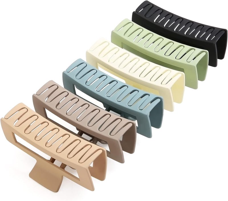 Glaudmeiss 4 PCS 5 Inch Extra Large Claw Clips for Women, Large Jumbo Claw clips for Thick Long Curly Hair, Oversized Matte Non-slip Rectangle, Durable Strong Hold Hair Clip, Non-slip Square Jaw Clips - Image 1