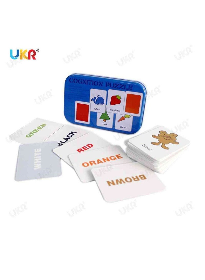 UKR Cognitive Puzzle Navy Blue | Educational English Flash Cards for Kids | Learning Tools for Vocabulary Development | Interactive Flash Cards for Toddlers & Preschoolers | Fun Cognitive Learning Toy for Children - Image 4