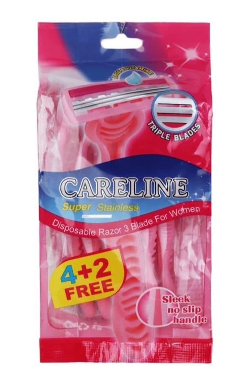 Careline Women's Razor 3 Blades - 4 + 2 Pieces
