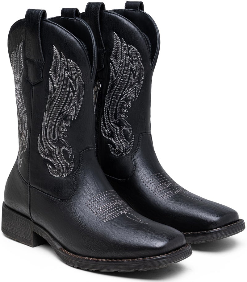 Jousen Cowboy Boots for Men Embroidery Men's Western Boots Retro Square Toe Mens Boot Botas Vaqueras Para Hombre (AMY8420 black 10) - Image 5