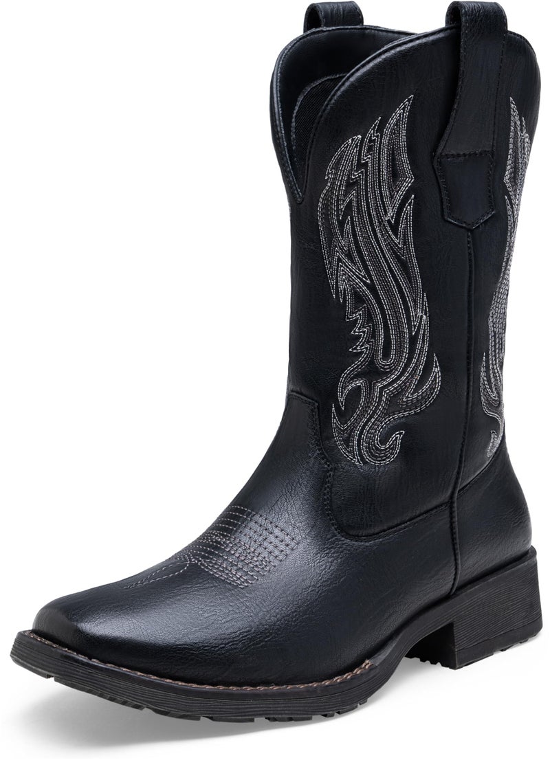 Jousen Cowboy Boots for Men Embroidery Men's Western Boots Retro Square Toe Mens Boot Botas Vaqueras Para Hombre (AMY8420 black 10) - Image 1