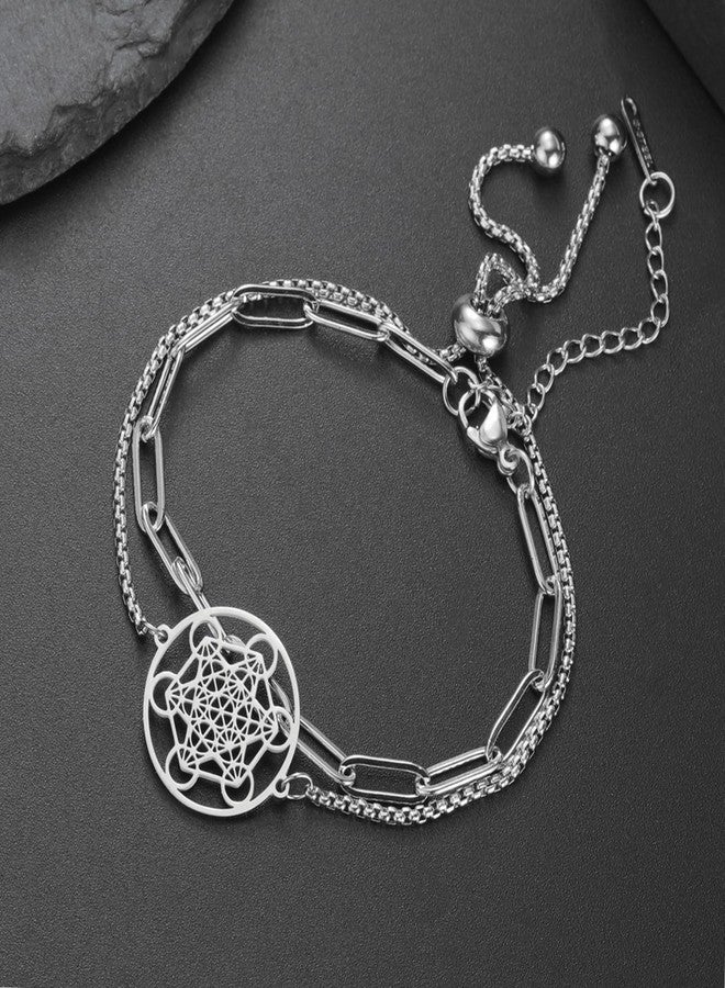 UNIFT Metatron’s Cube Bracelet for Women Men Stainless Steel Archangel Metatron Cube Bracelet Sacred Geometry Talisman Jewelry (gold 2) - Image 5