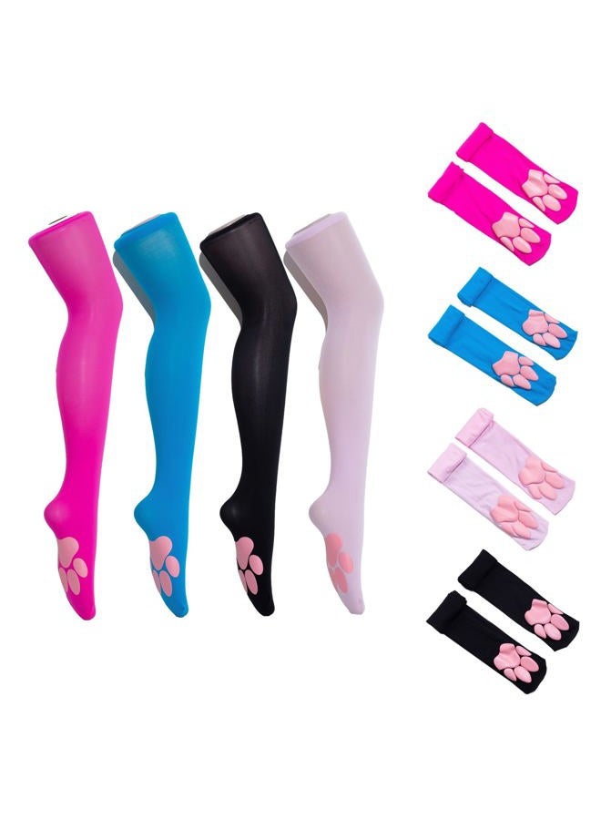GRABAGECAN 3D Cat Paw Pad Socks,Puffyed Pawpad Socks Thigh High Socks for Girls kids Women Cosplay Over The Knee Stockings, Black, One size - Image 2