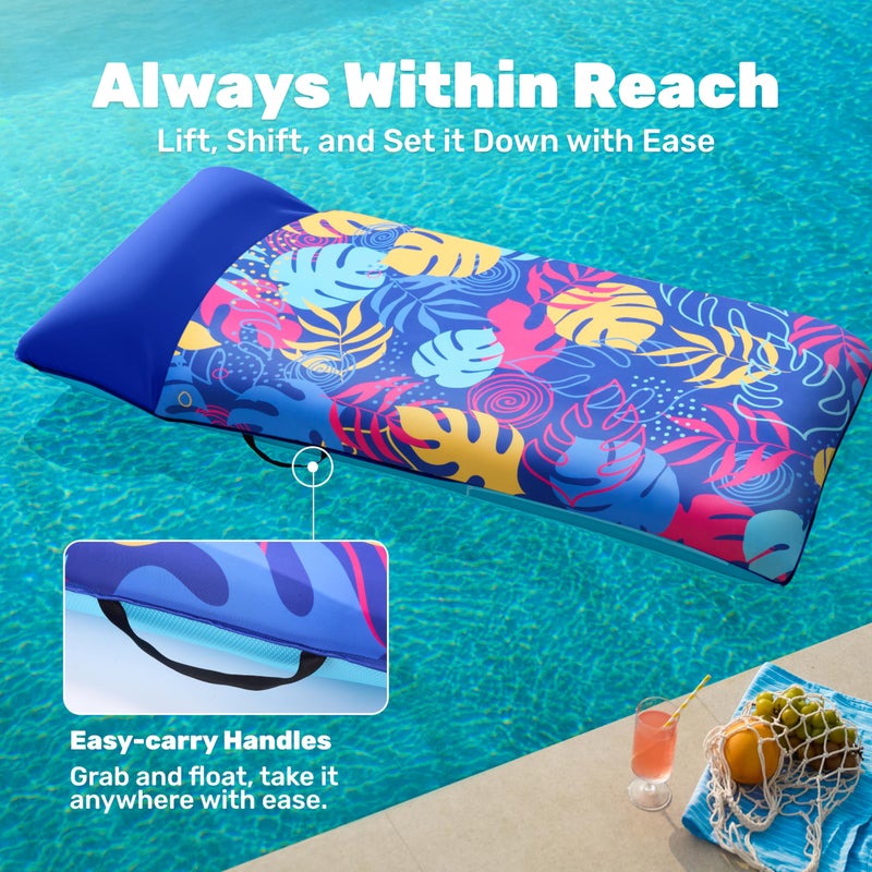 Sloosh Inflatable Pool Floats Raft - XL Fabric Covered Pool Mat Lounger Floaties for Adults, Ultra Comfort Inflatable Water Float with Headrest for Beach Lake Swimming Pool Floating 68"X34" (Blue) - Image 4