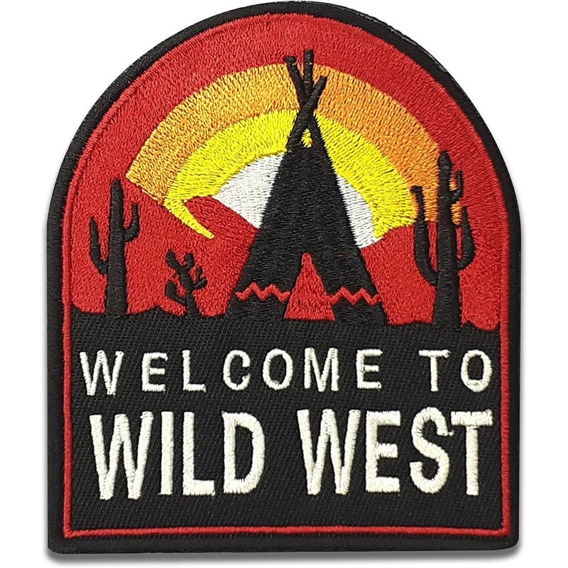 Wild West Design - Hiking Backpack Patch - Outdoor Patch - Embroidered Patch - Hook and Loop Patch - Patch for Backpacks, Hats, Jackets, Vest - Patches for Clothes, Backpack Accessories - Image 1