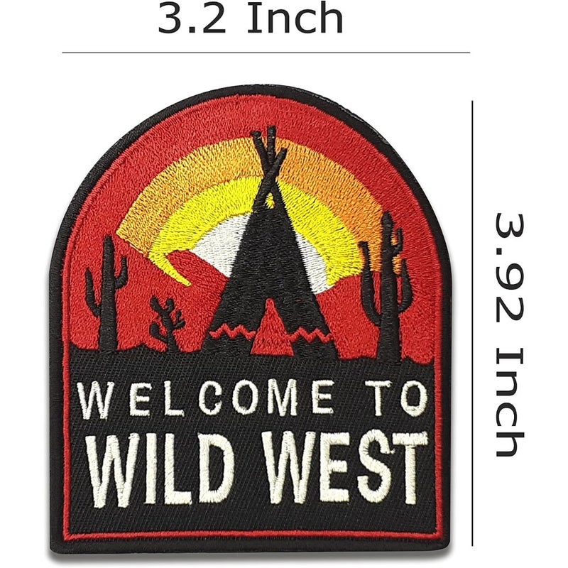 Wild West Design - Hiking Backpack Patch - Outdoor Patch - Embroidered Patch - Hook and Loop Patch - Patch for Backpacks, Hats, Jackets, Vest - Patches for Clothes, Backpack Accessories - Image 2