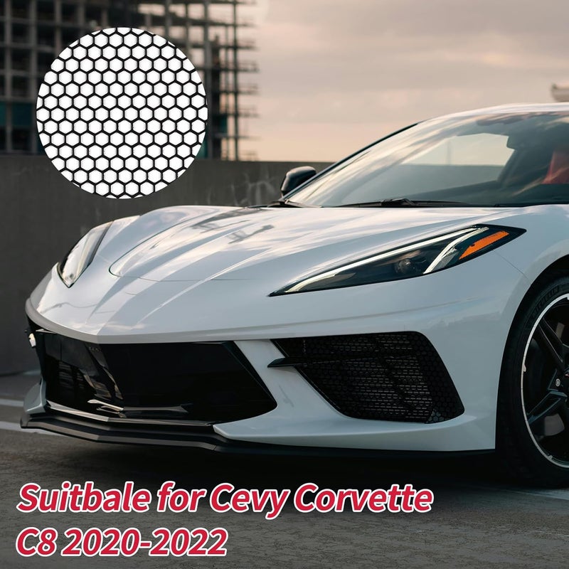 AggAuto Car Vent Grill Set for 2020-2022 Chevy Corvette C8 - 4Pcs Aluminum Alloy Honeycomb Grilles - Image 2