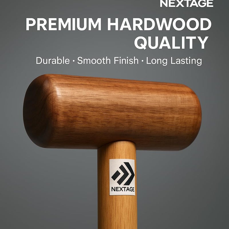 Nextage Premium Wooden Cricket Bat Knocking Mallet | Double-Sided Hard Wood Hammer for Bat Conditioning | Durable Bat Preparation Tool - Pack of 1 - Image 5