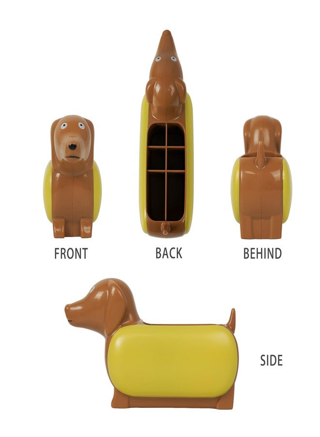 YOBRO Hotdog Pencil Holders, 6 compartments for Desk and Office Supplies, Stationery Gift Idea for Dog&Hotdog Lover,Cute Desktop Organiser -Dachshund Mini Storage Organizer - Image 3