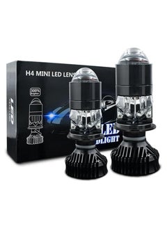 2PCS H4 Mini LED Projector Lens LED Headlight Bulb Bright Waterproof High Low Beam Conversion Kit