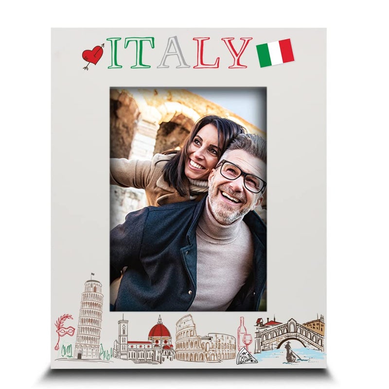 ELLA BUSTAItaly Picture frameWedding Engaged Honeymoon Vacation in Italy UV Print Italy symbols Design set 5x7 Vertical colorful