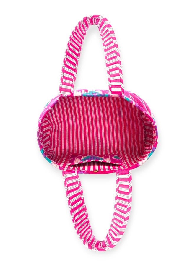 SENORA Quilted Tote Handbag Premium Cotton Bag with Magnetic Closure | Soft, Skin Friendly & Eco-Friendly Fabric | Colorful Designer Shoulder Handbag for Women - Image 4