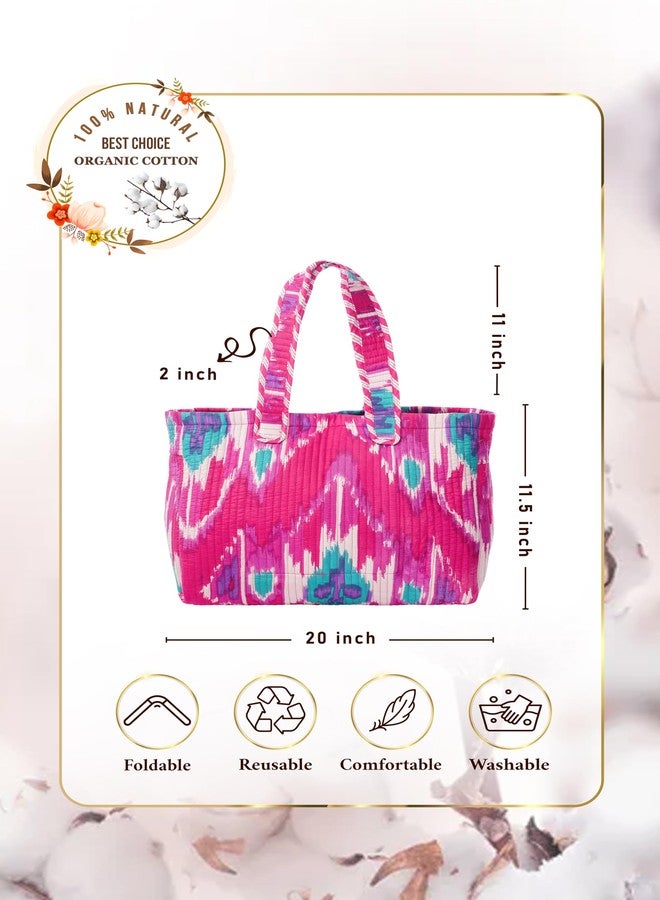 SENORA Quilted Tote Handbag Premium Cotton Bag with Magnetic Closure | Soft, Skin Friendly & Eco-Friendly Fabric | Colorful Designer Shoulder Handbag for Women - Image 5