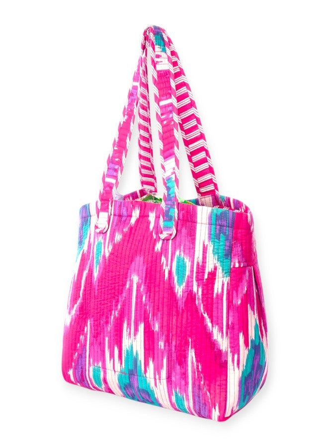 SENORA Quilted Tote Handbag Premium Cotton Bag with Magnetic Closure | Soft, Skin Friendly & Eco-Friendly Fabric | Colorful Designer Shoulder Handbag for Women - Image 3