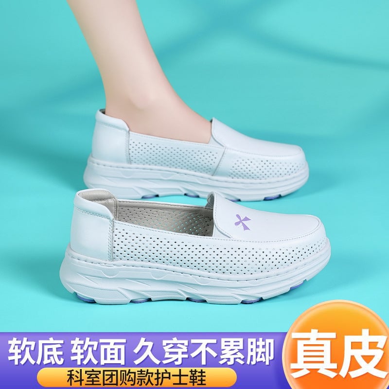 Summer Hollow Breathable Nurse Shoes, Soft Soles That Are Not Tiring For Feet, White Shoes, Double Air Cushion Cushioning, Long-Term Standing Work Shoes - Image 2