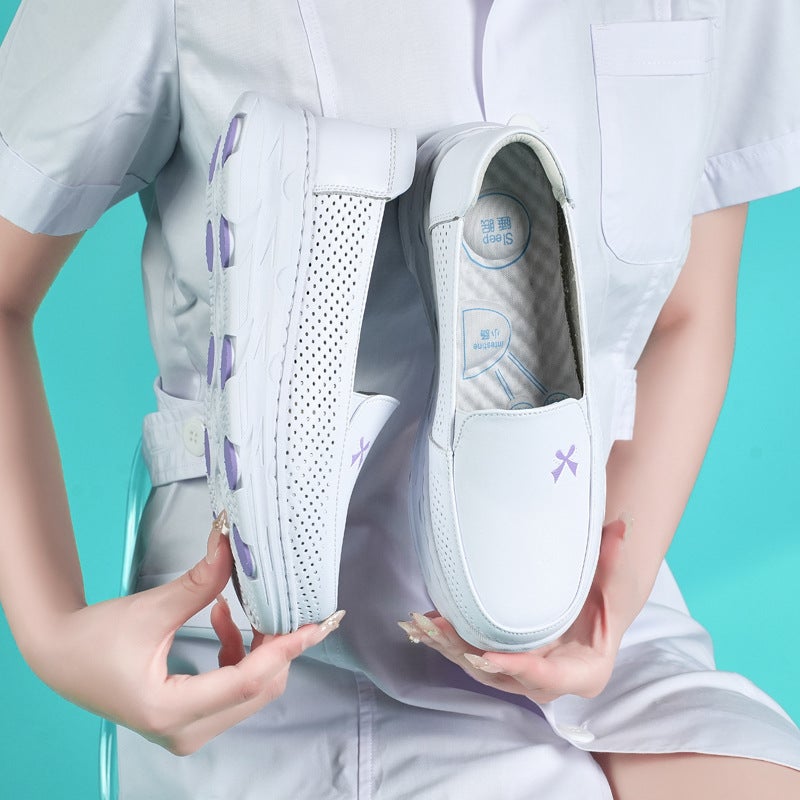Summer Hollow Breathable Nurse Shoes, Soft Soles That Are Not Tiring For Feet, White Shoes, Double Air Cushion Cushioning, Long-Term Standing Work Shoes - Image 4
