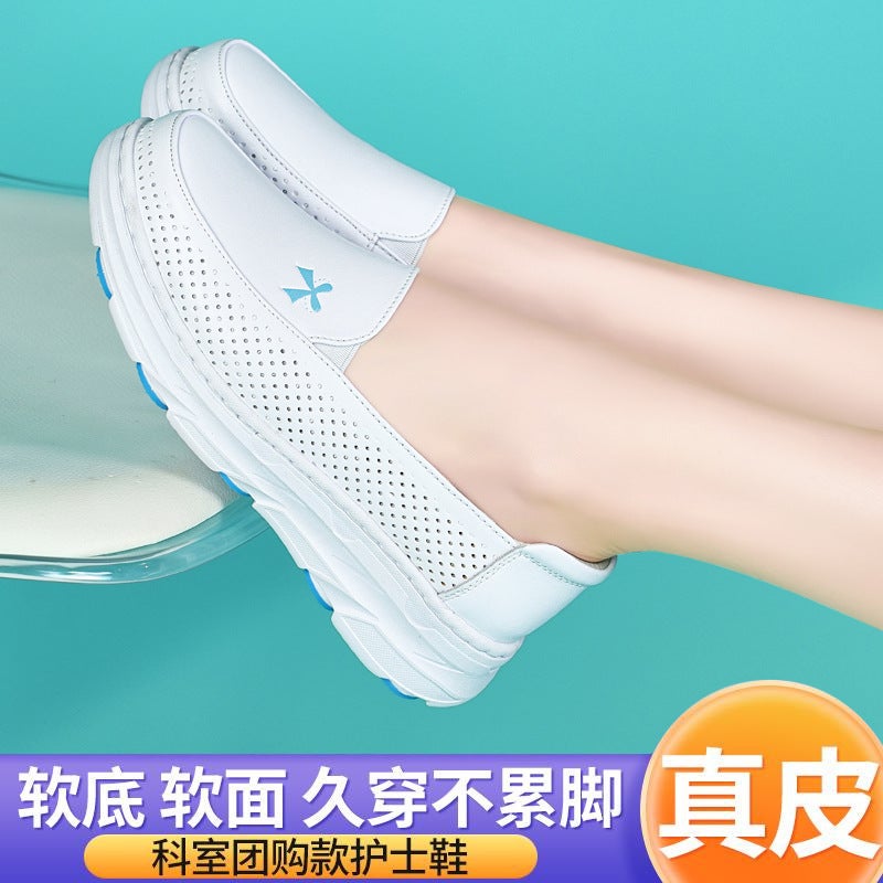 Summer Hollow Breathable Nurse Shoes, Soft Soles That Are Not Tiring For Feet, White Shoes, Double Air Cushion Cushioning, Long-Term Standing Work Shoes - Image 3