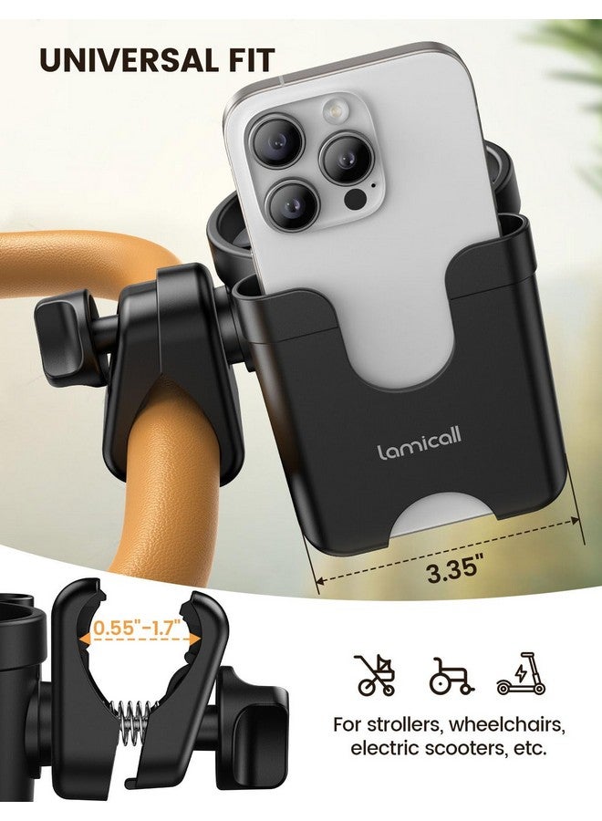 لاميكول حامل أكواب لعربة الأطفال لاميكول مع حامل هاتف - ملحقات عربة أطفال 2 في 1 ثابتة ومضادة للانزلاق لأبابيبي، دونا، نونا، جوغر، بريتاكس، بوغابو، ووكر، وكرسي متحرك، ودراجة، وسكوتر - Image 4