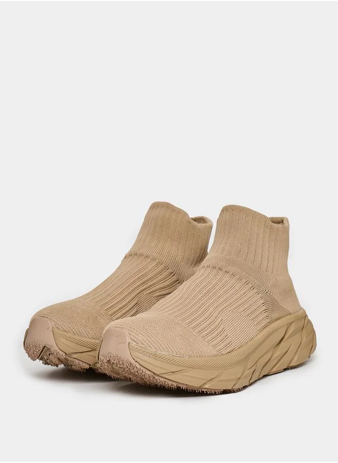 Styli Textured Slip On Sock Fit Casual Shoes