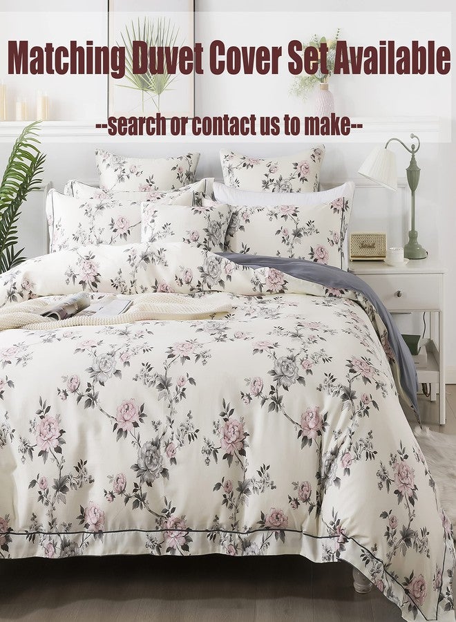 FADFAY Floral Sheets Set Queen Vintage Rose Floral Bedding Shabby Grey and Pink Peony Printed Sheets Farmhouse Bedding 800 Thread Count 100% Egyptian Cotton Deep Pocket Fitted Sheet 4Pcs, Queen Size - Image 5