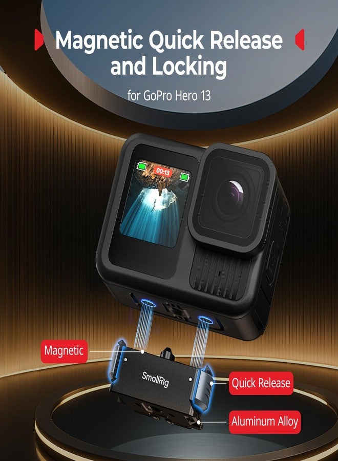 SmallRig Magnetic Quick Release Mount for GoPro Hero 13, Aluminum Adapter with 1/4"-20 Screw and Dual-Claws Interface, Base Compatible with Neck Mounts, Selfie Sticks, Magic Arms - 5437 - Image 2