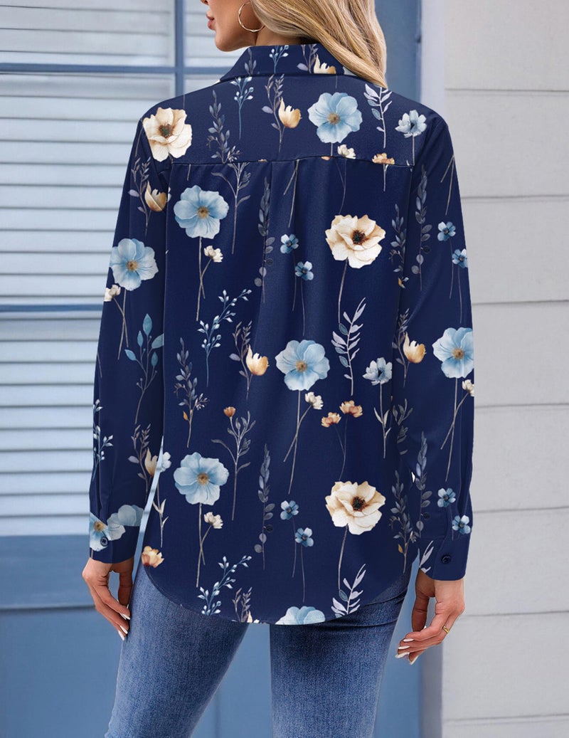 Zeagoo Blouses for Women Dressy Casual Button Down Shirts Boho Long Sleve Work Tops Business Casual Clothes - Image 4