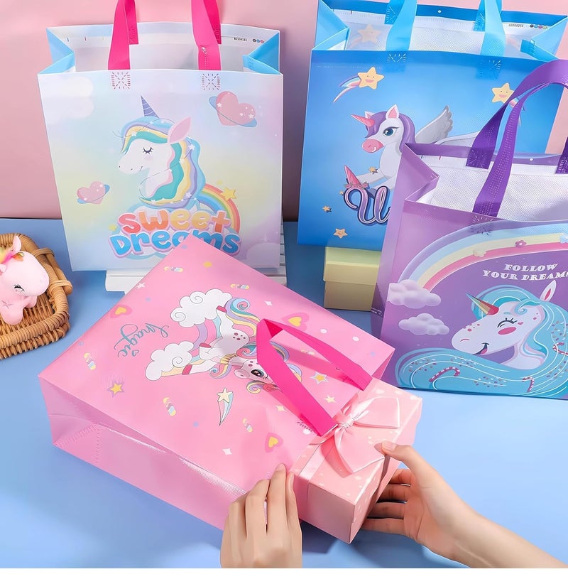 FINEMOE Pack of 12 Small Return Gift Bags for Kids, Unicorn & Dinosaurs Theme, Canvas Return Gift Bag for Birthday, Kanya Pujan, Christmas & Party Favors, Multicolor Gift Cover Small Handbag, Age 2-12 (Dinasour Set) - Image 4