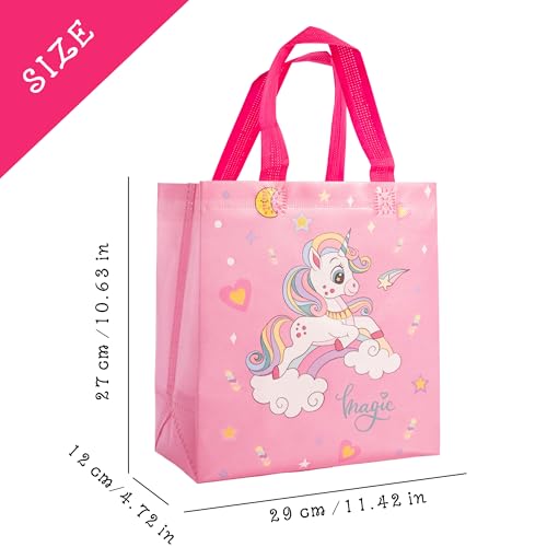 FINEMOE Pack of 12 Small Return Gift Bags for Kids, Unicorn & Dinosaurs Theme, Canvas Return Gift Bag for Birthday, Kanya Pujan, Christmas & Party Favors, Multicolor Gift Cover Small Handbag, Age 2-12 (Dinasour Set) - Image 3