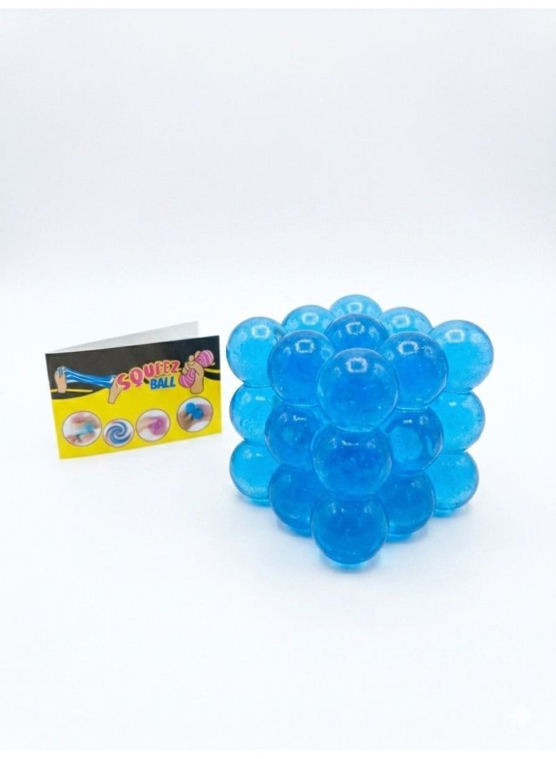 Bubble Cube Squeeze Ball, Sensory Stress Relief Fidget Toy, Blue - Image 2