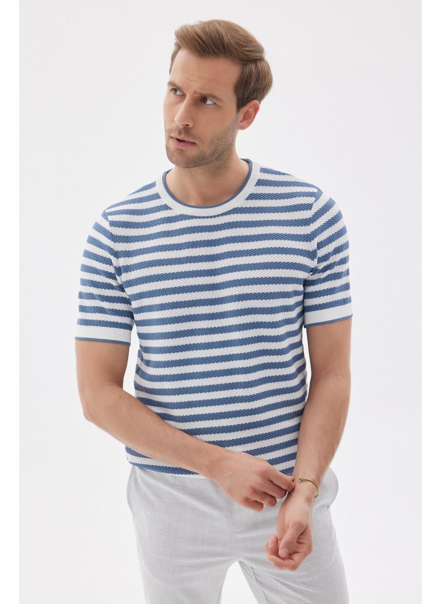 Limited Men's Striped Short Sleeve Crew Neck Rayon Knit T-shirt Indigo - pzsku/ZF1AF2EA63A61627D3EC7Z/45/_/1725792842/2c097dbe-8c63-4040-a22d-80a4565bc644