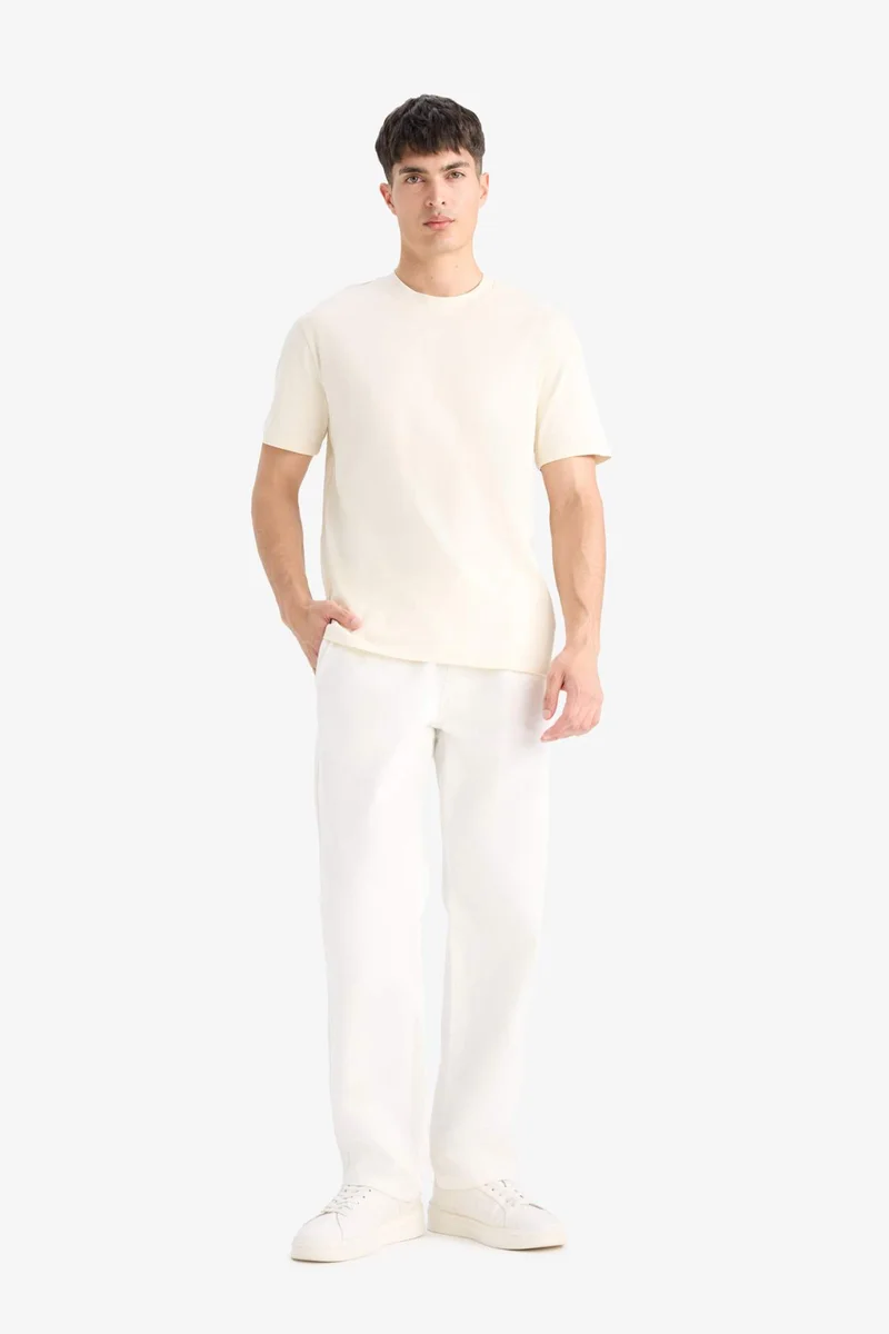 ديفاكتو Cotton Regular Fit Crew Neck Basic T-Shirt