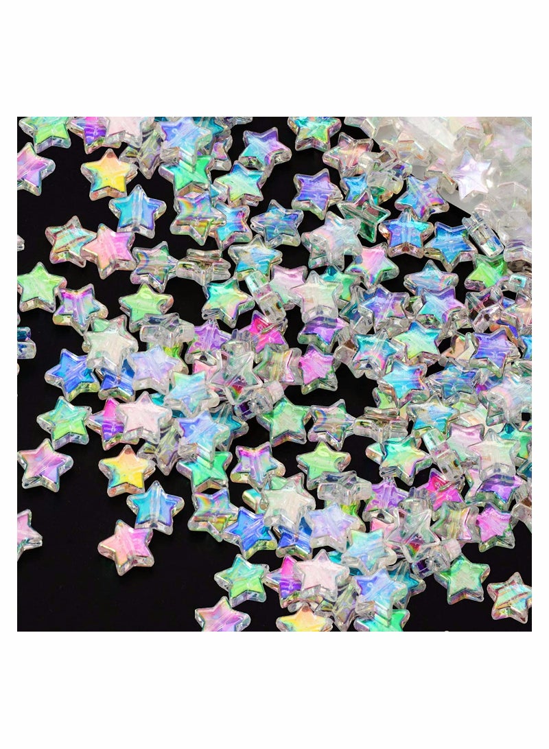 SYOSI 200 Pcs Acrylic Star Shape Beads, SYOSI Star Shape Charming Beads, Clear Acrylic 10mm Colorful Beads for DIY Jewelry Craft Making Necklace Bracelet Supplies - Image 1
