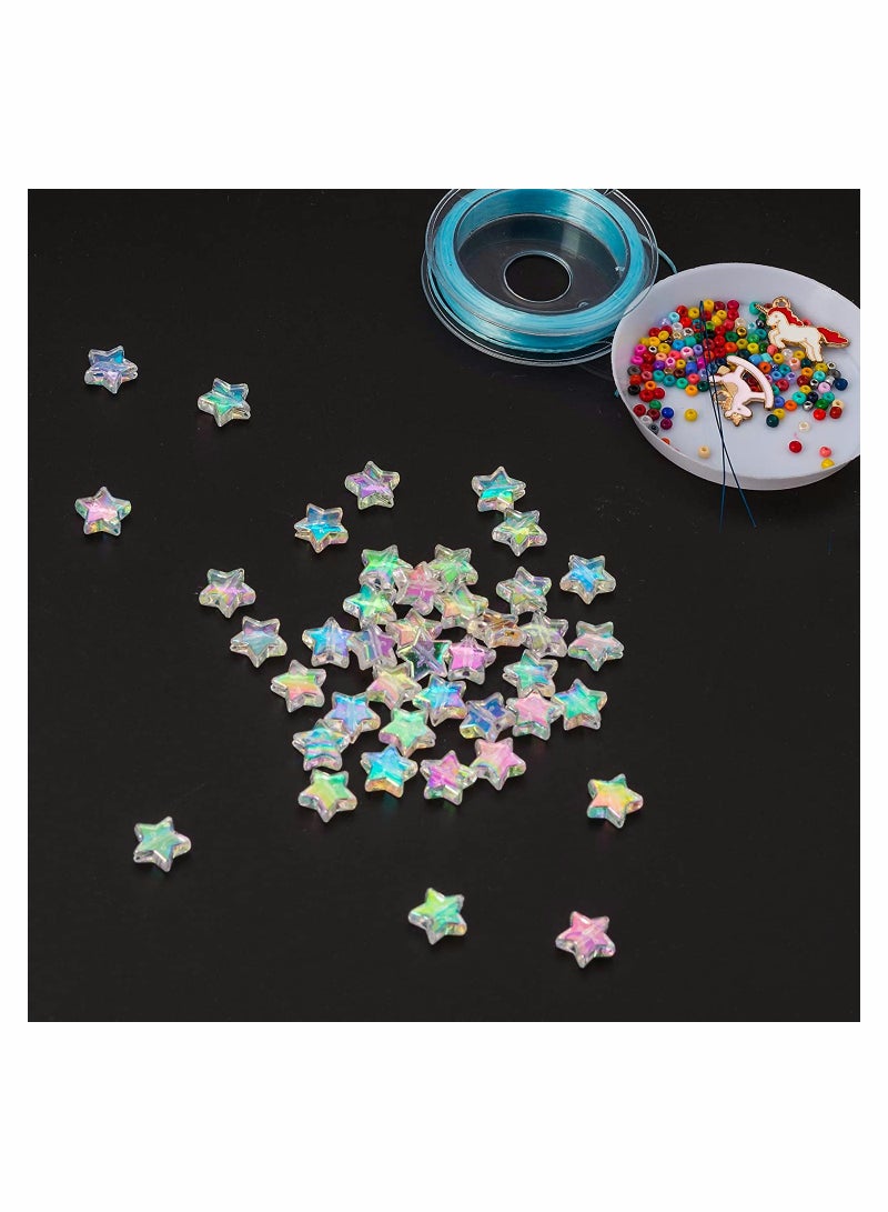 SYOSI 200 Pcs Acrylic Star Shape Beads, SYOSI Star Shape Charming Beads, Clear Acrylic 10mm Colorful Beads for DIY Jewelry Craft Making Necklace Bracelet Supplies - Image 5