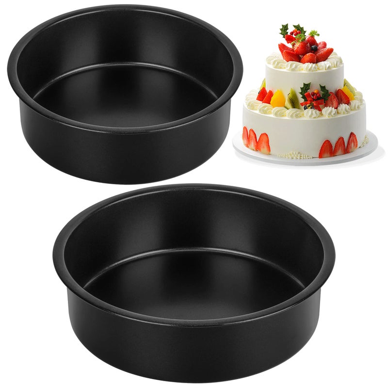 AWTBDP 45Inch  6Inch Cake Pan Set Set of 2 Round Baking Pan Stainless Steel Birthday Wedding Metal Layer Cake Pans Non Toxic Coating Straight Side Easy Clean Easy Release 2 Inch Deep